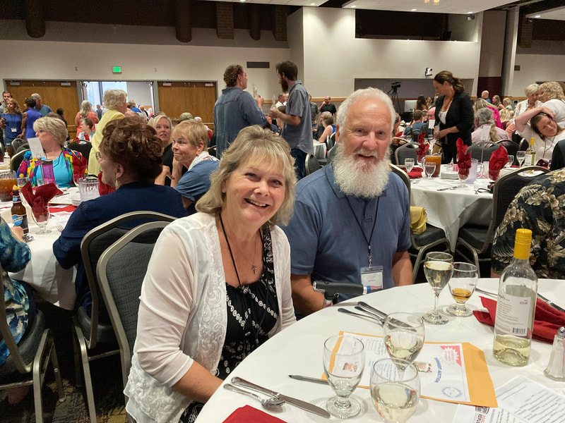 President Pam James with husband Don at the Lincoln Day Dinner 2023.